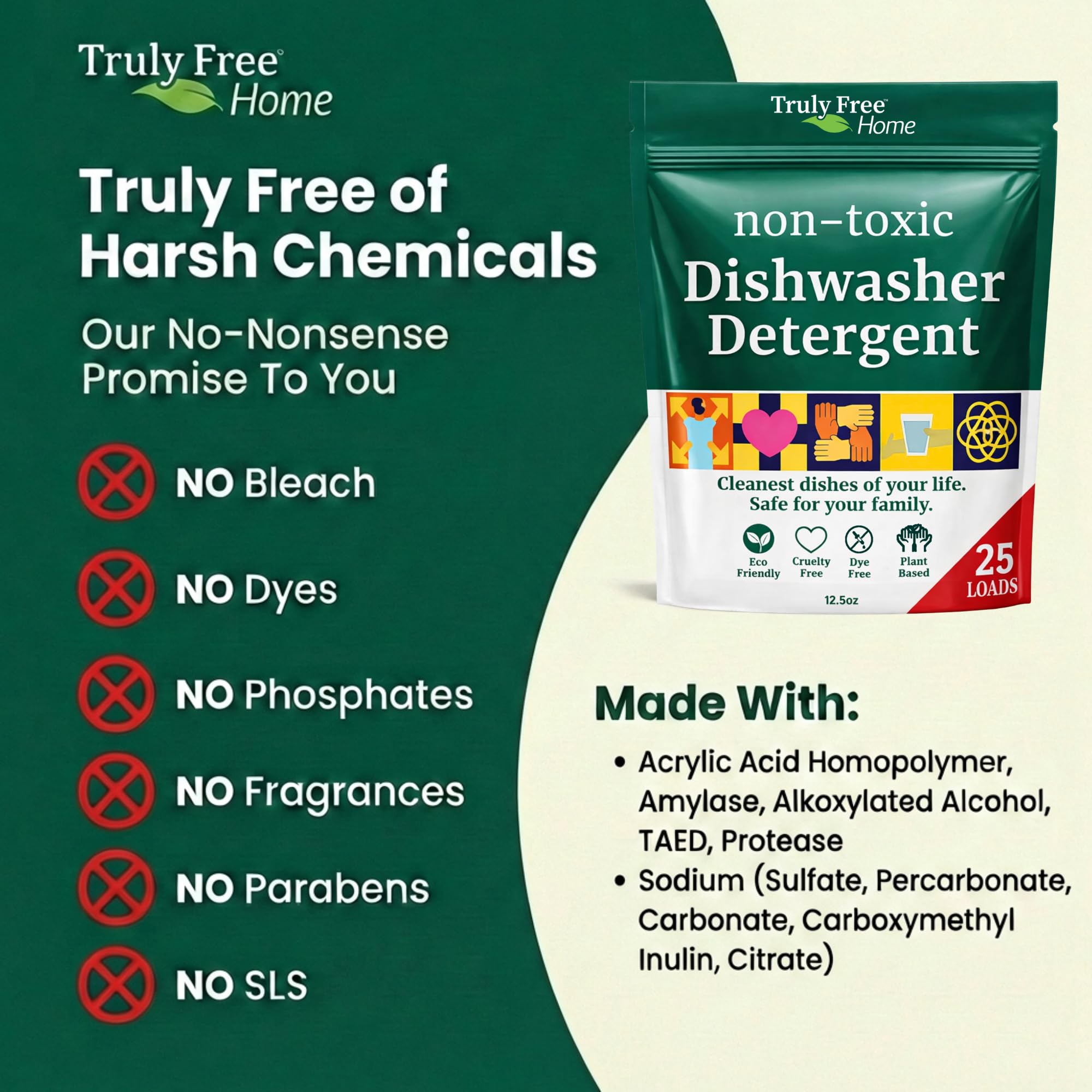 Truly Free lifestyle scene with family kitchen illustrating safe, effective cleaning