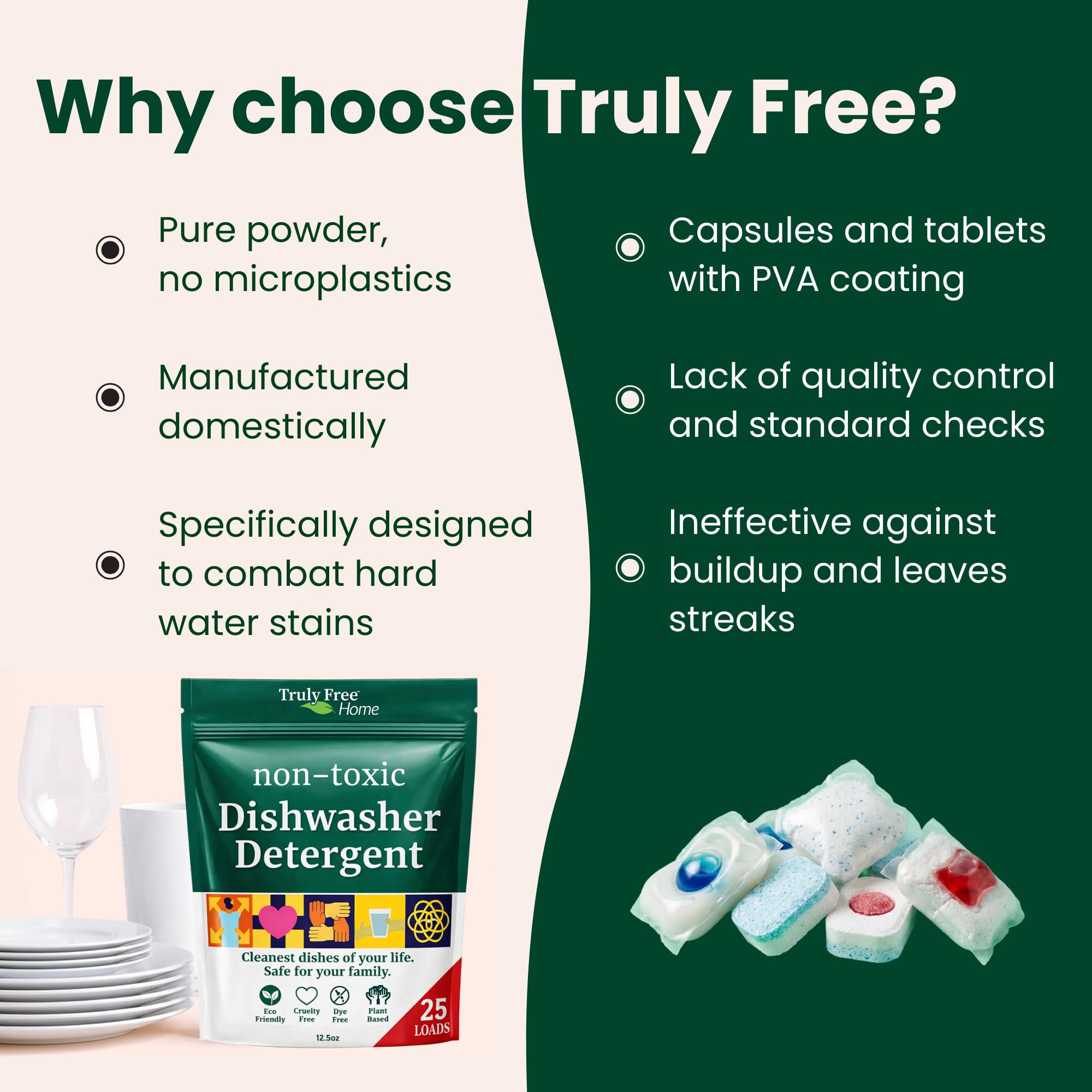 Truly Free scoop measuring powder for accurate dishwasher dosing