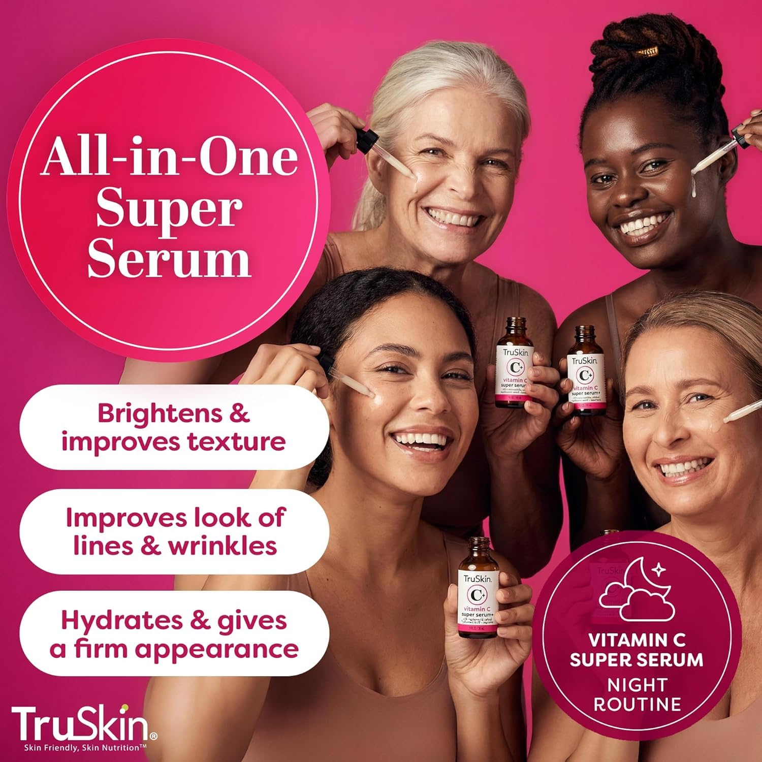 TruSkin clear gel-serum texture on fingers showing lightweight hydration