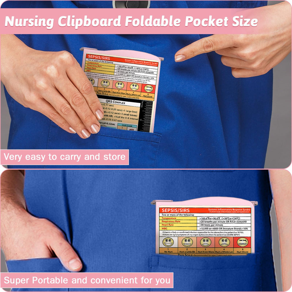 Trustnice clipboard folded pocket size easily fits in a scrub pocket for quick access