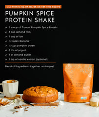 truvani mixed pumpkin spice shake in glass showing creamy, enjoyable sip