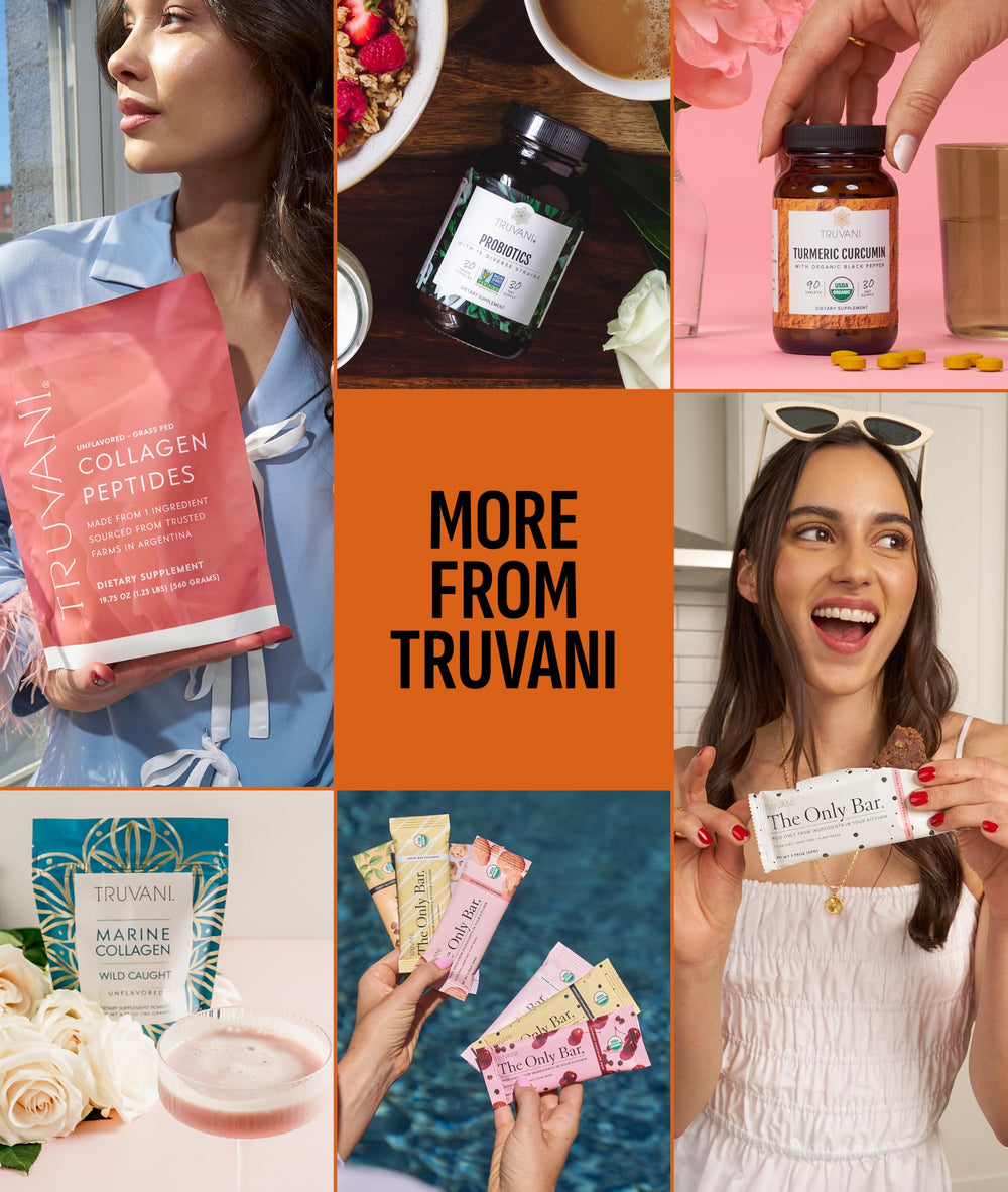 truvani container next to measuring scale showing accurate serving sizes