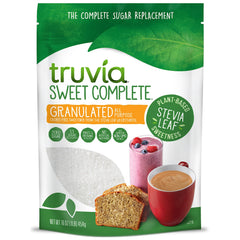 Truvia front packaging showing 16 oz bag and clear label for easy baking use