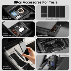 TSLDRV top-down installed in Tesla console for quick access and tidy storage