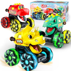 Tsomtto front view of dinosaur truck showing colorful design and easy grip