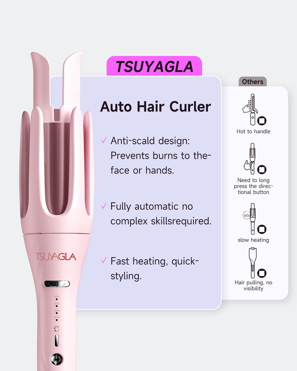 TSUYAGLA size comparison with hand to show scale and ergonomic comfort benefit