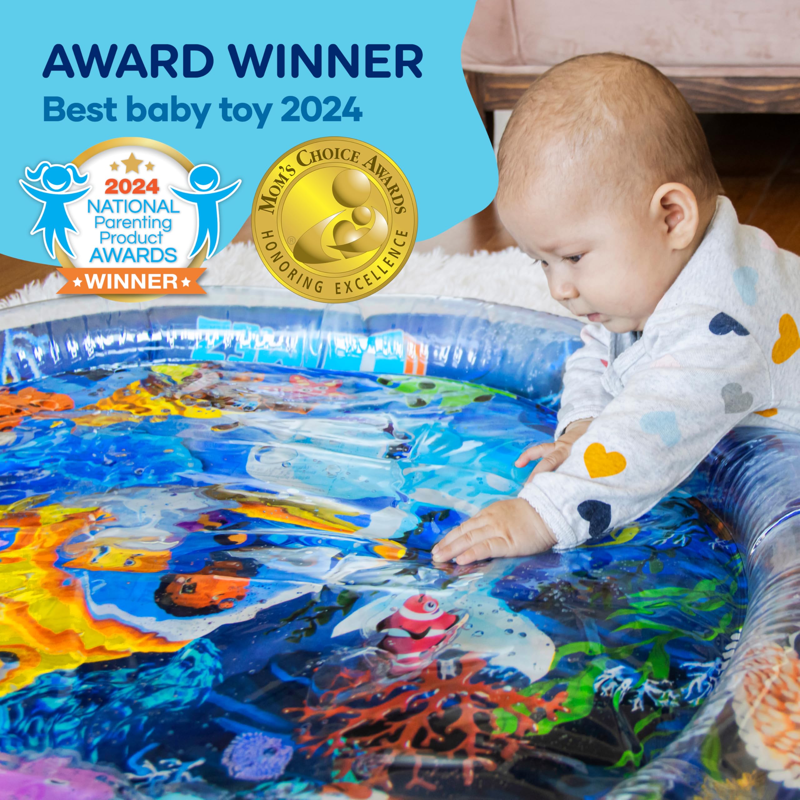 TT TUMMYTIMEZ baby using mat demonstrating tummy time engagement and strength-building benefit