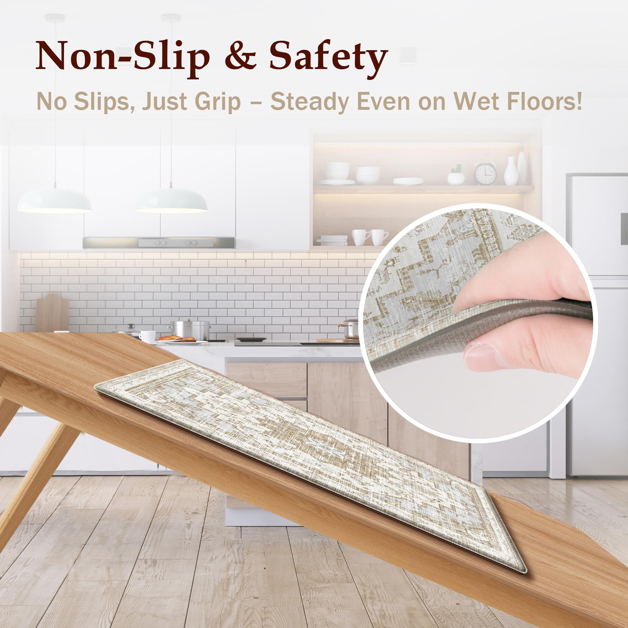 tubeamin textured rubber backing detail ensuring non-slip safety on floors