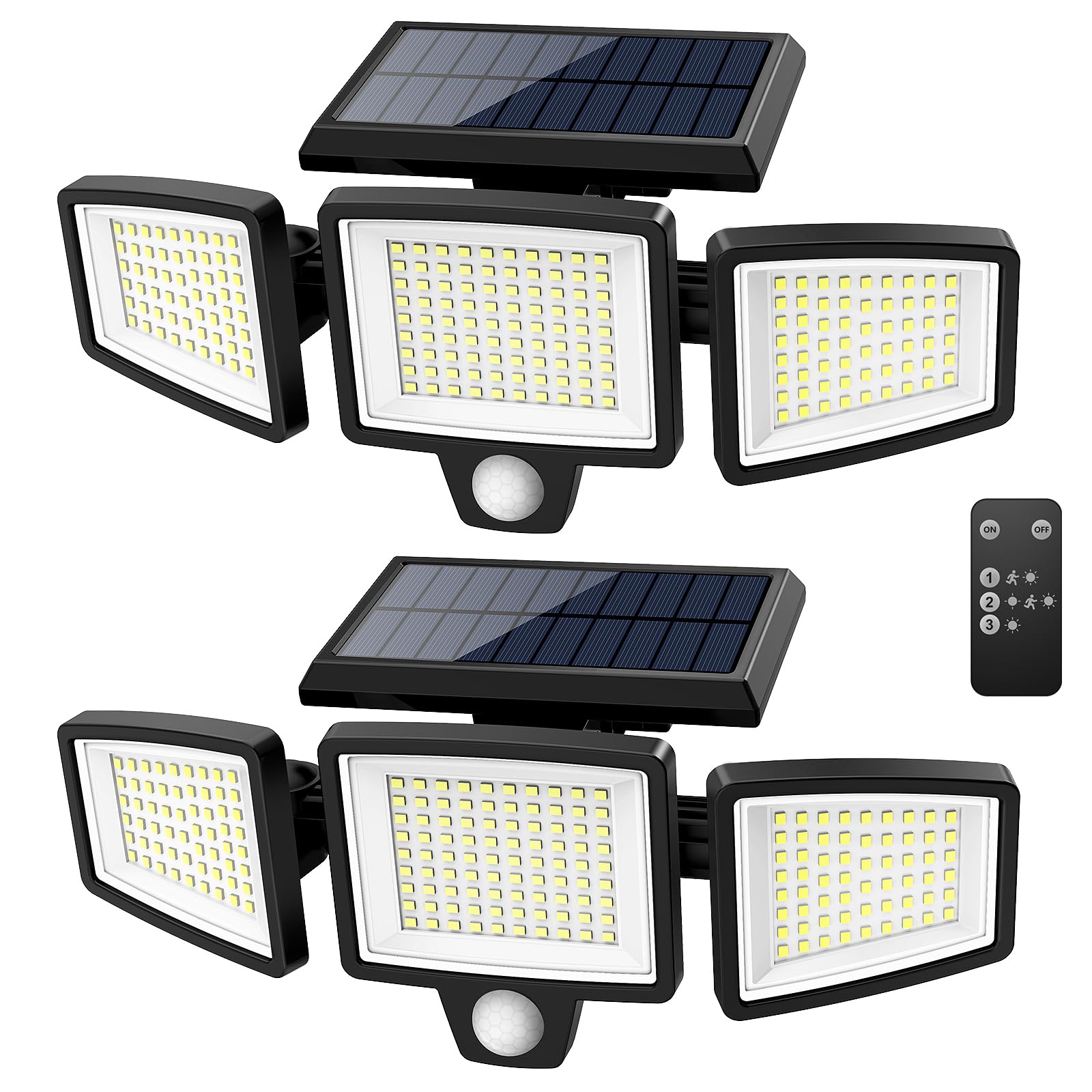 Tuffenough front view 3-heads showing broad floodlight coverage and security