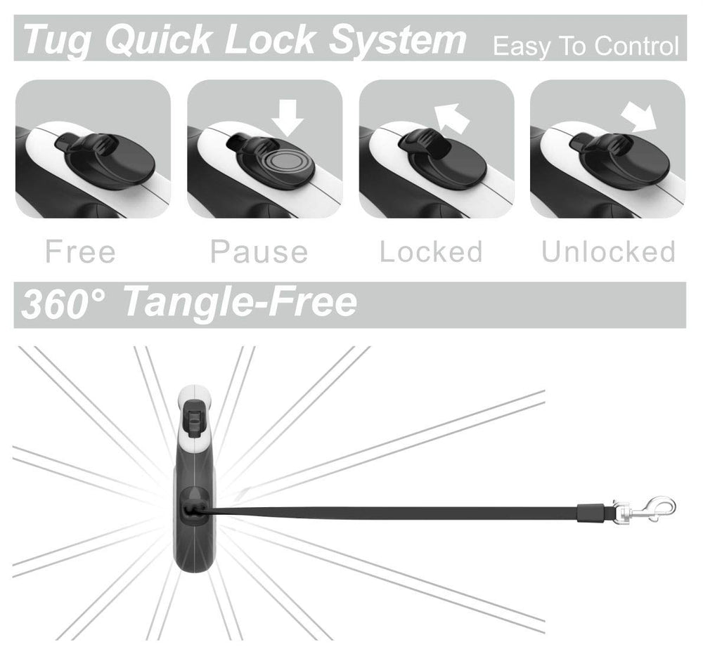 TUG leash beside small dog for scale and suitability for pets under 35 lbs