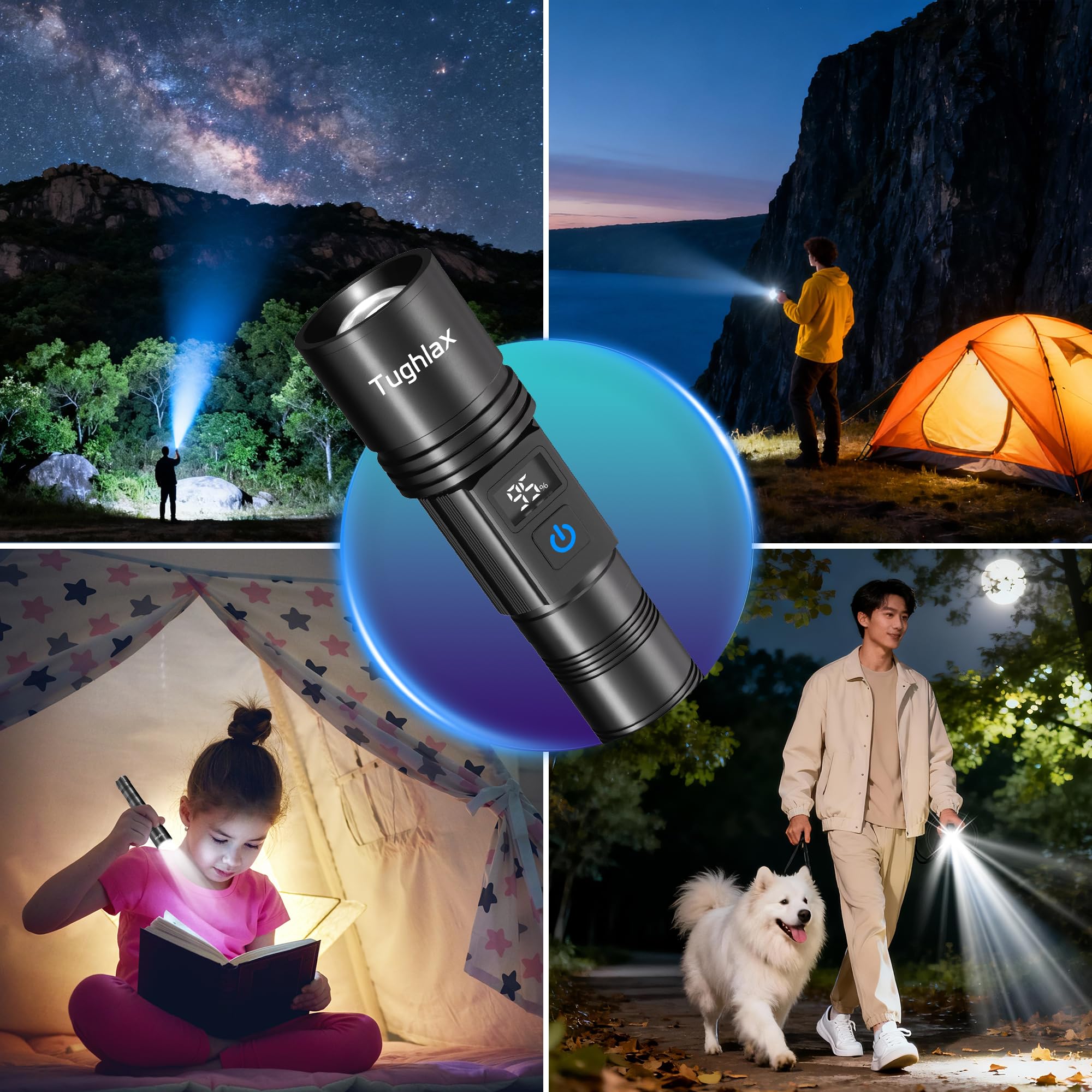 Tughlax bundled kit with two flashlights and accessories for organized storage