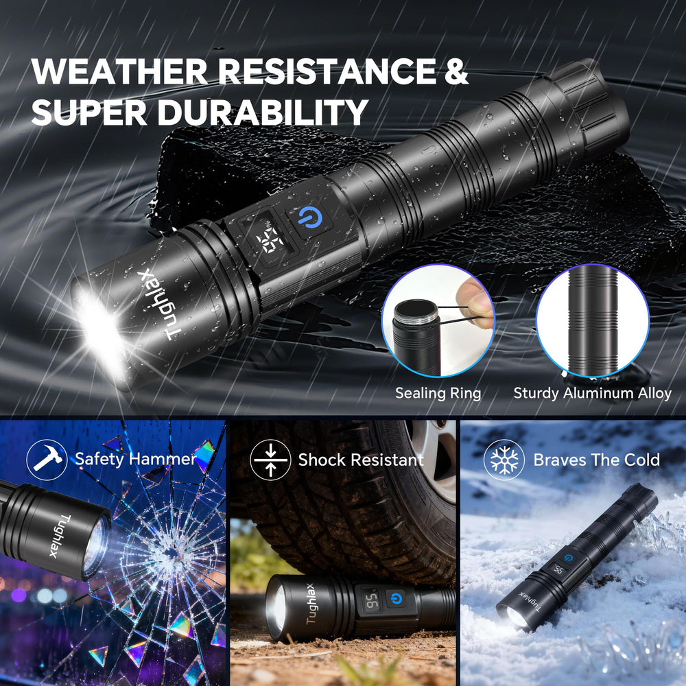 Tughlax flashlight illuminating a campsite providing dependable outdoor lighting