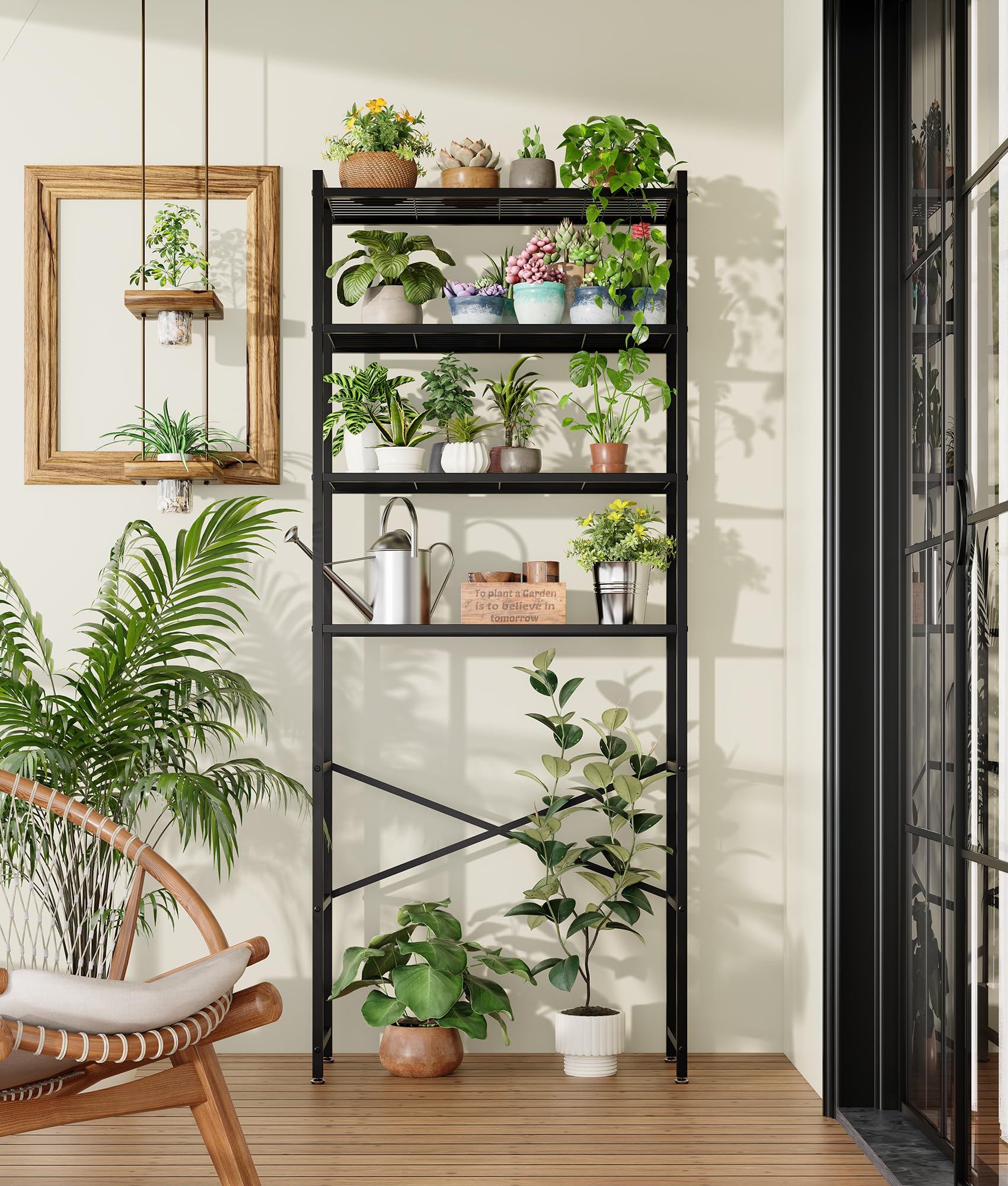 Tujurich shelves with baskets and towels illustrating versatile organization