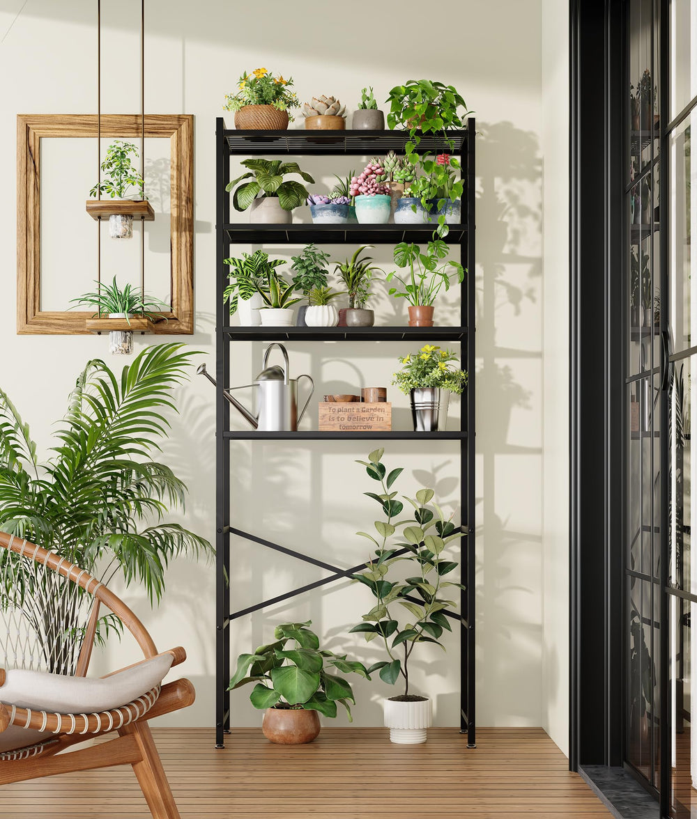 Tujurich shelves with baskets and towels illustrating versatile organization