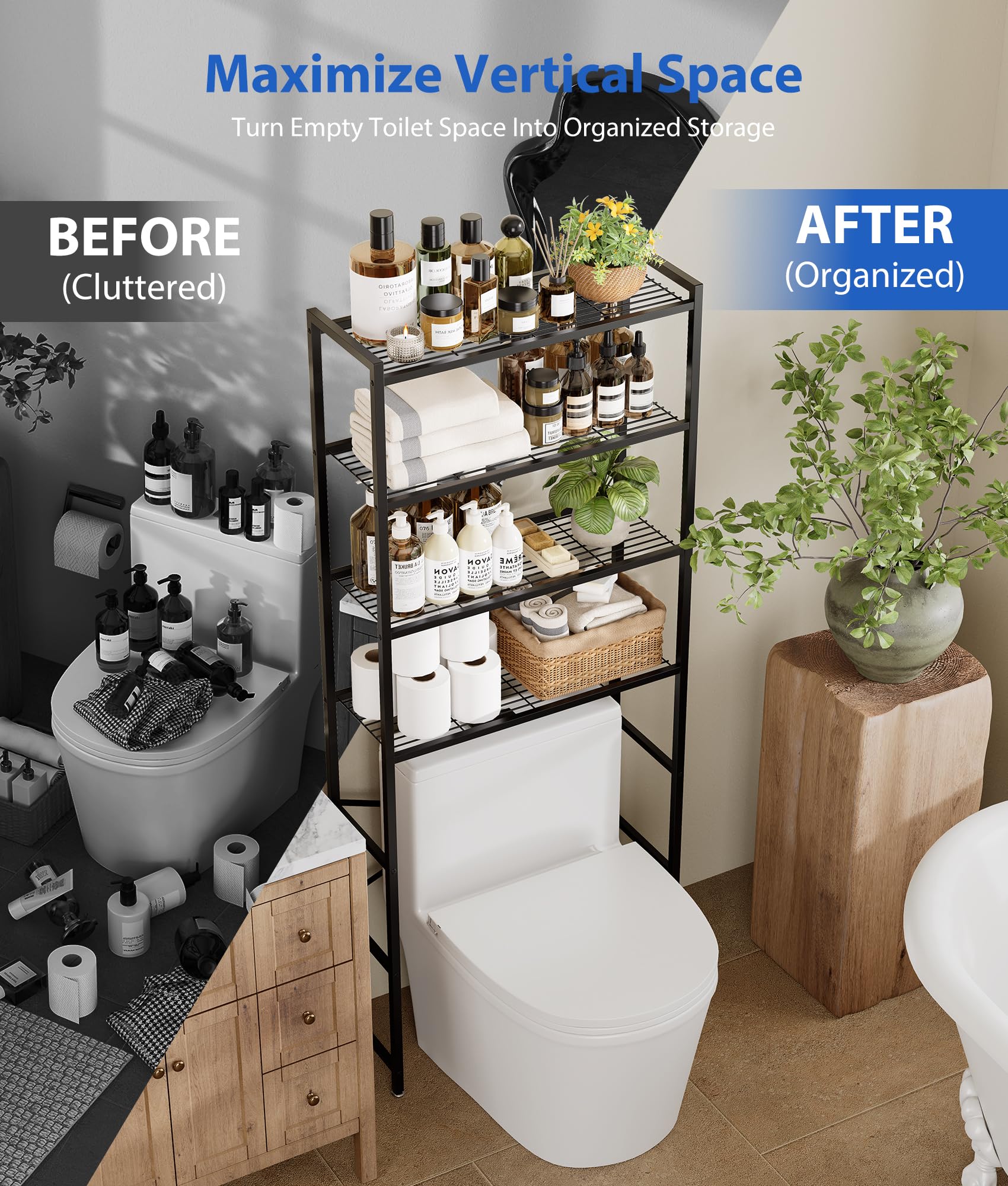 Tujurich in bathroom lifestyle setup demonstrating neat organized storage
