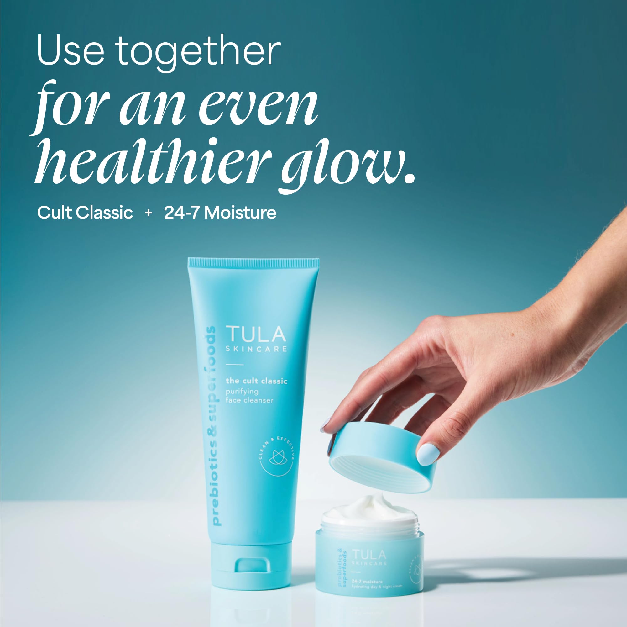 TULA gel-cream texture close-up demonstrating smooth, non-drying feel