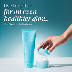 TULA gel-cream texture close-up demonstrating smooth, non-drying feel