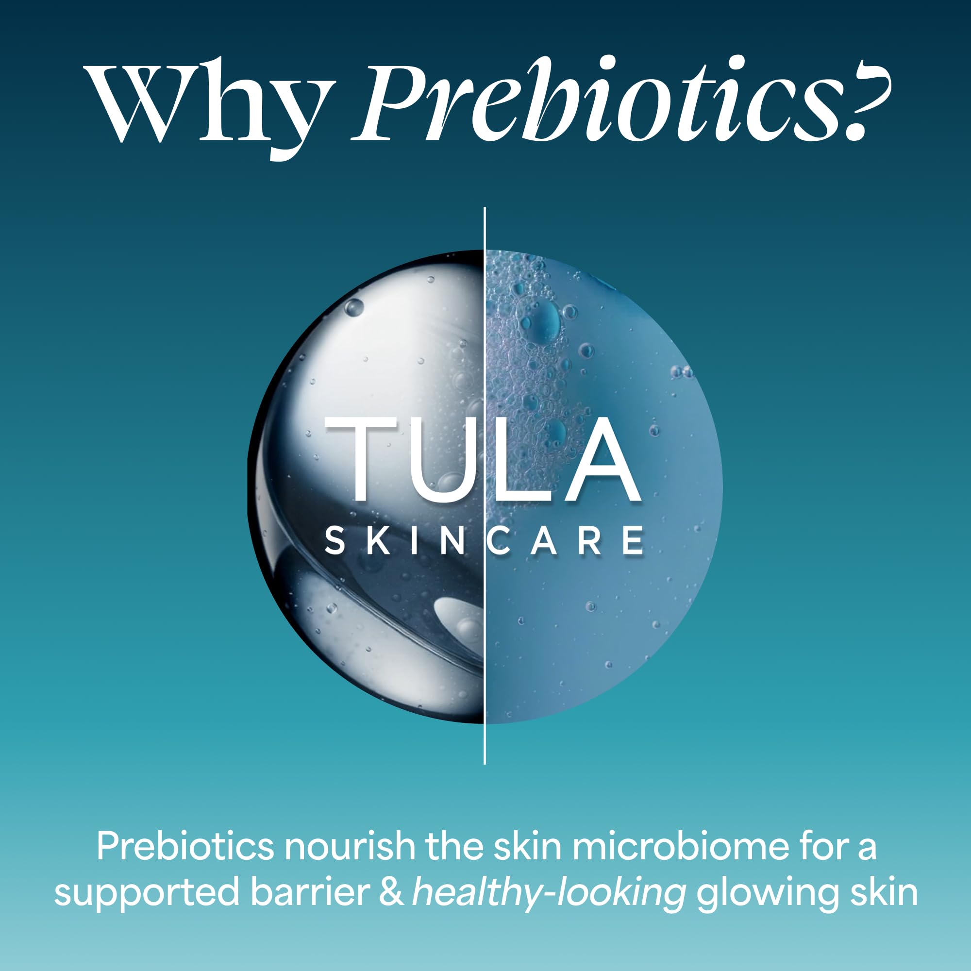 TULA cleanser next to serum and moisturizer for layered skincare benefit