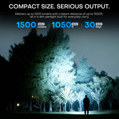 TUOWEE beam demo illuminating distant path to show 1500 lumen throw benefit