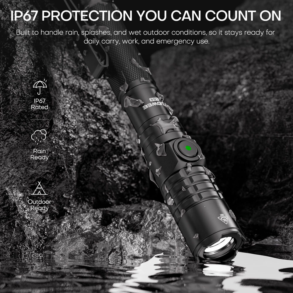 TUOWEE aluminum body knurling and texture highlighting secure grip