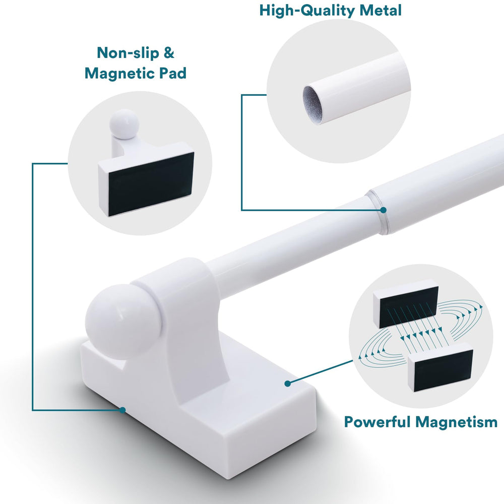 Turquoize installed on a steel door holding a valance, fast tool-free privacy solution