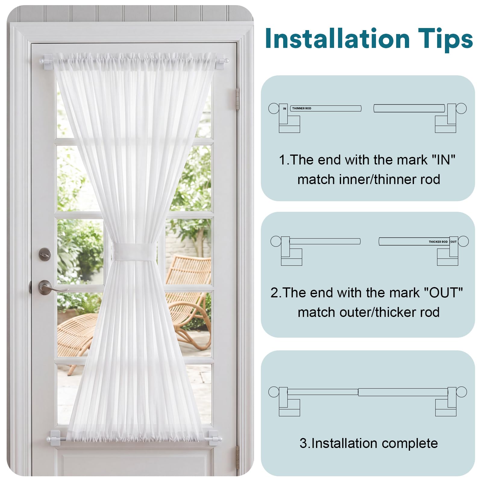 Turquoize in kitchen setting with curtain, renter-friendly decor without drilling
