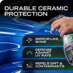 Turtle Wax 16 oz bottle label detail highlighting ceramic tech
