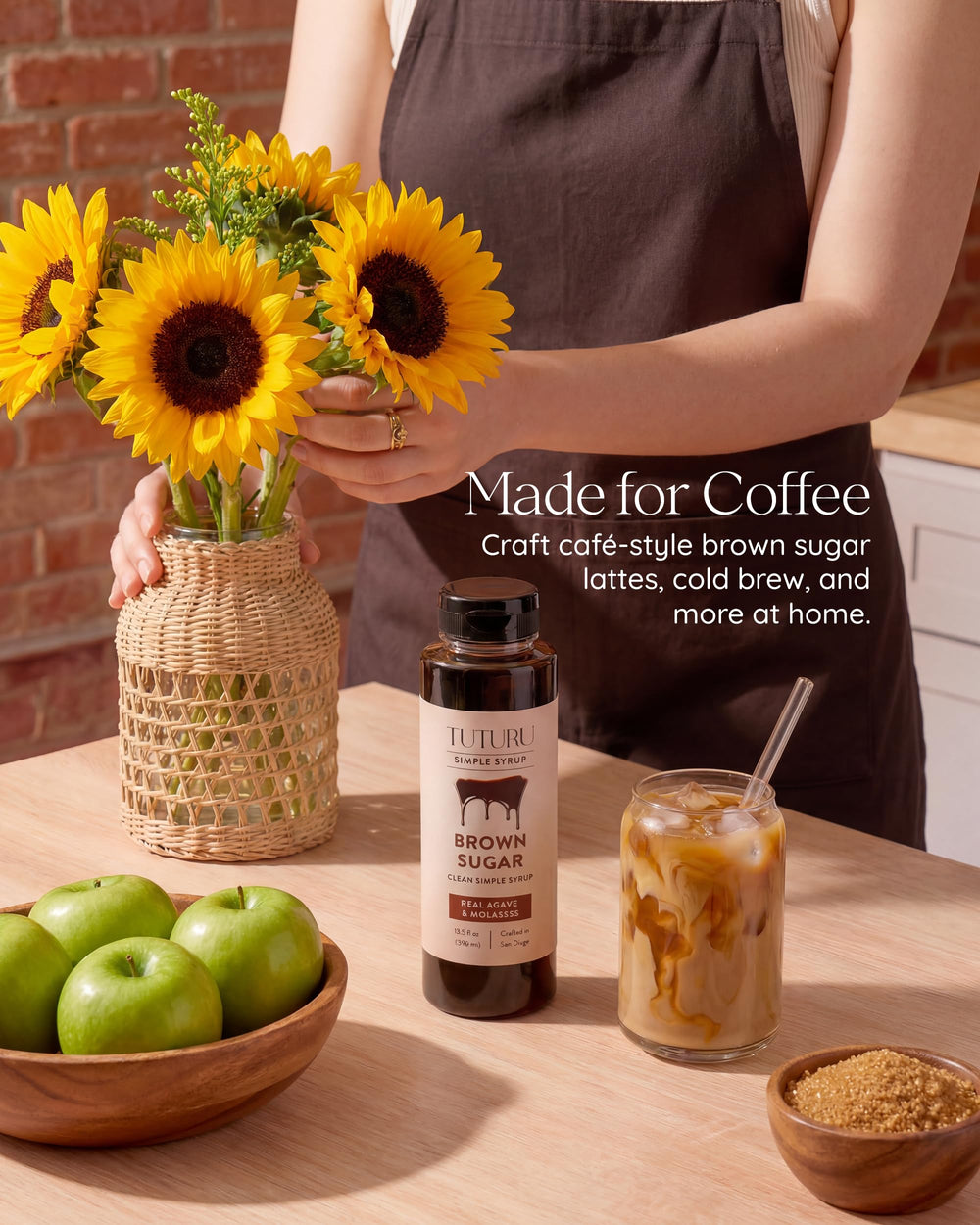 TUTURU being added to iced coffee showing fast integration and enhanced flavor