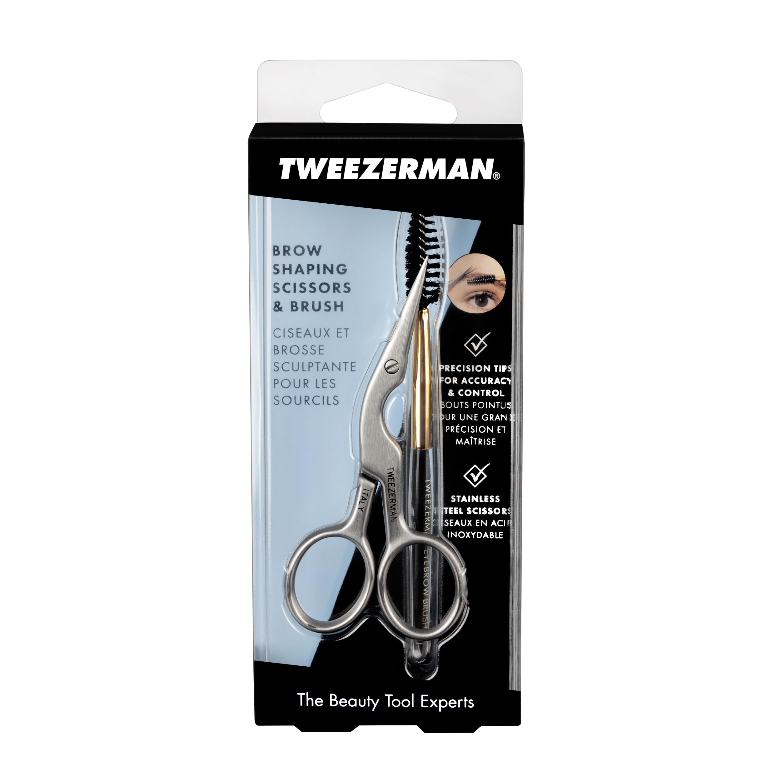 Tweezerman scissors cleaning with wipe showing easy care and hygienic maintenance