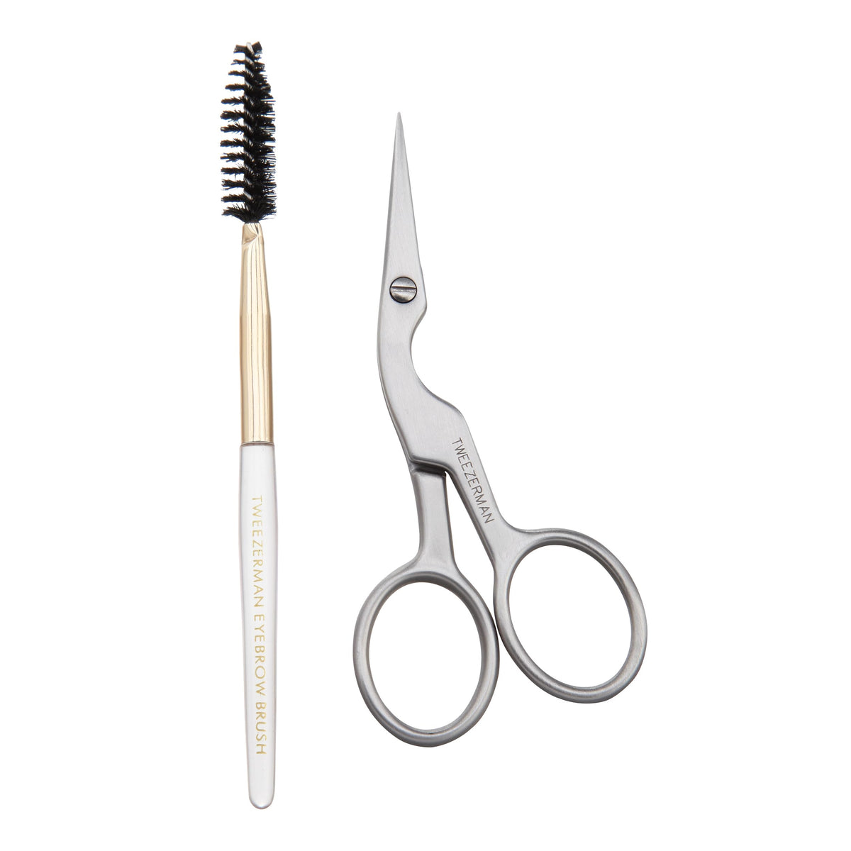 Tweezerman front packaging showing stainless steel scissors and brush, professional finish