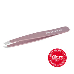 Tweezerman slant tweezer Purple Wisteria close-up of 25 degree slanted tip for precise hair removal