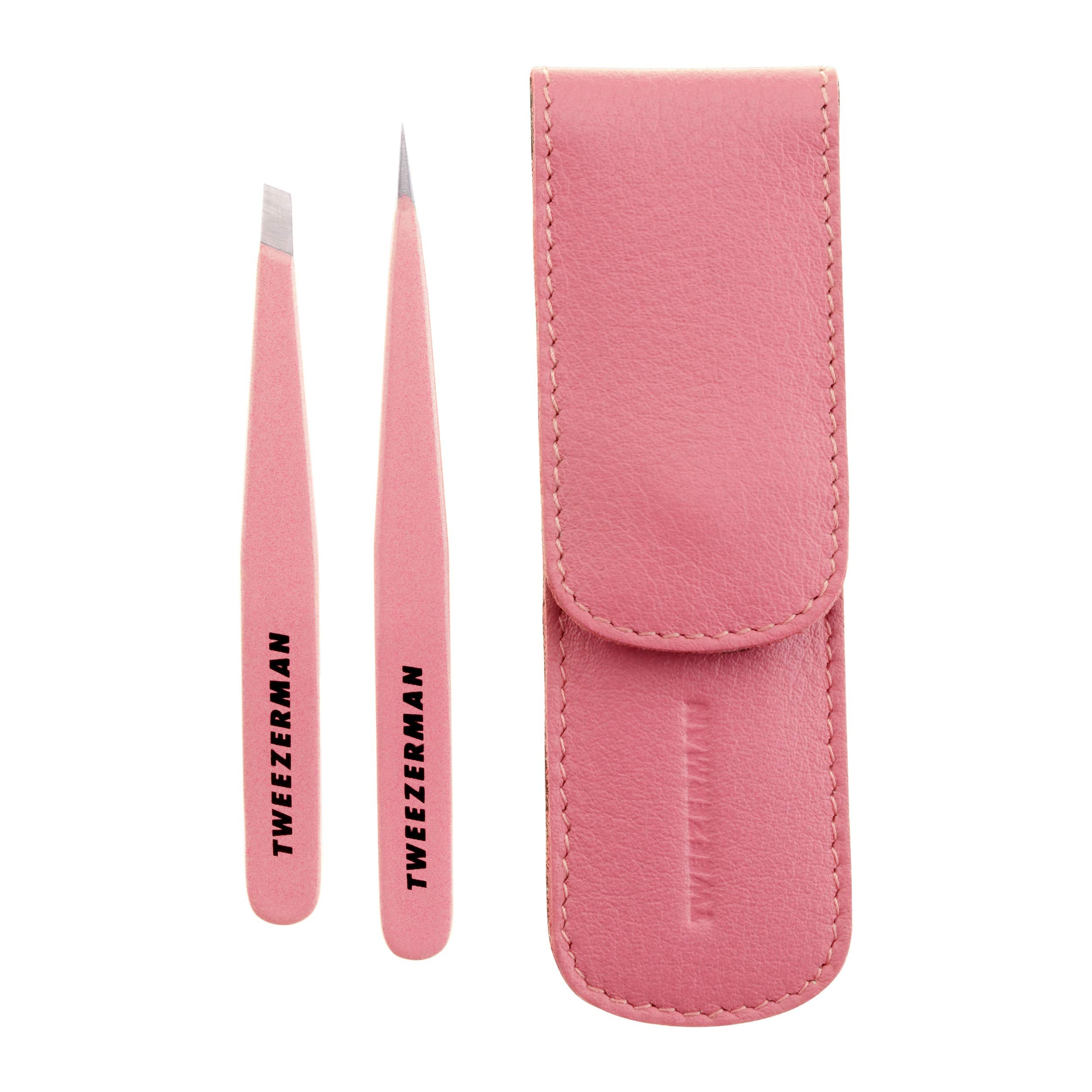 Tweezerman tea rose front packaging showing compact tweeze set and case benefit travel convenience