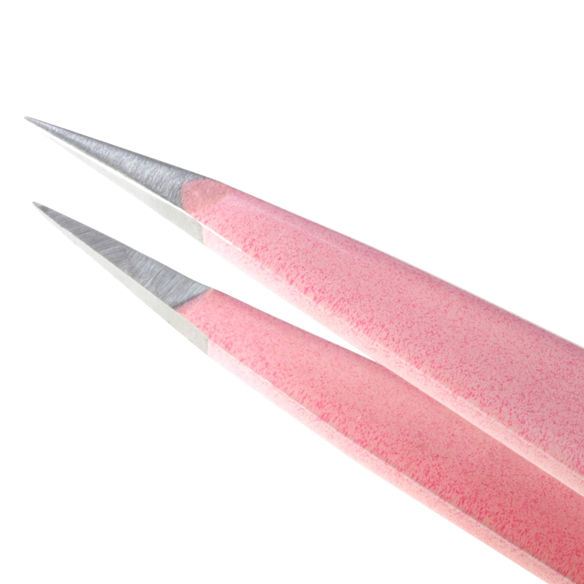 Tweezerman tea rose point tweezer close-up showing sharp tip for fine hair removal