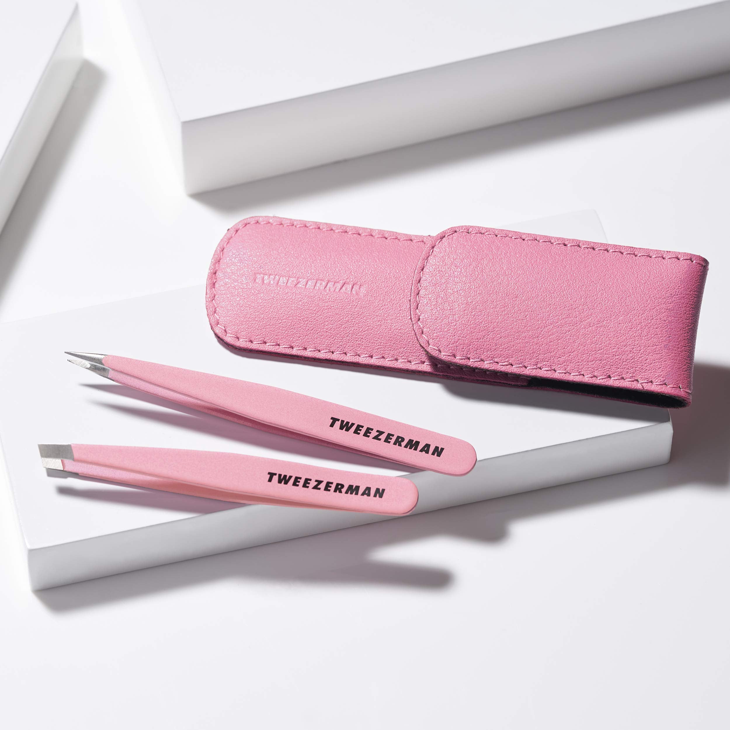 Tweezerman tea rose texture and finish detail highlighting durable stainless-steel quality