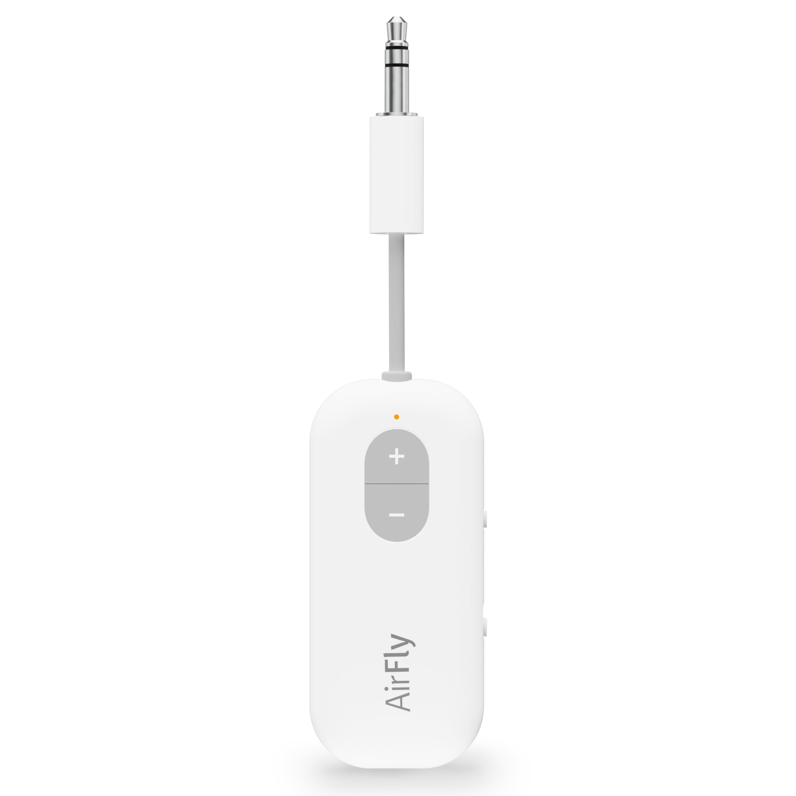 Twelve South AirFly SE front view showing compact transmitter and indicator light for easy travel