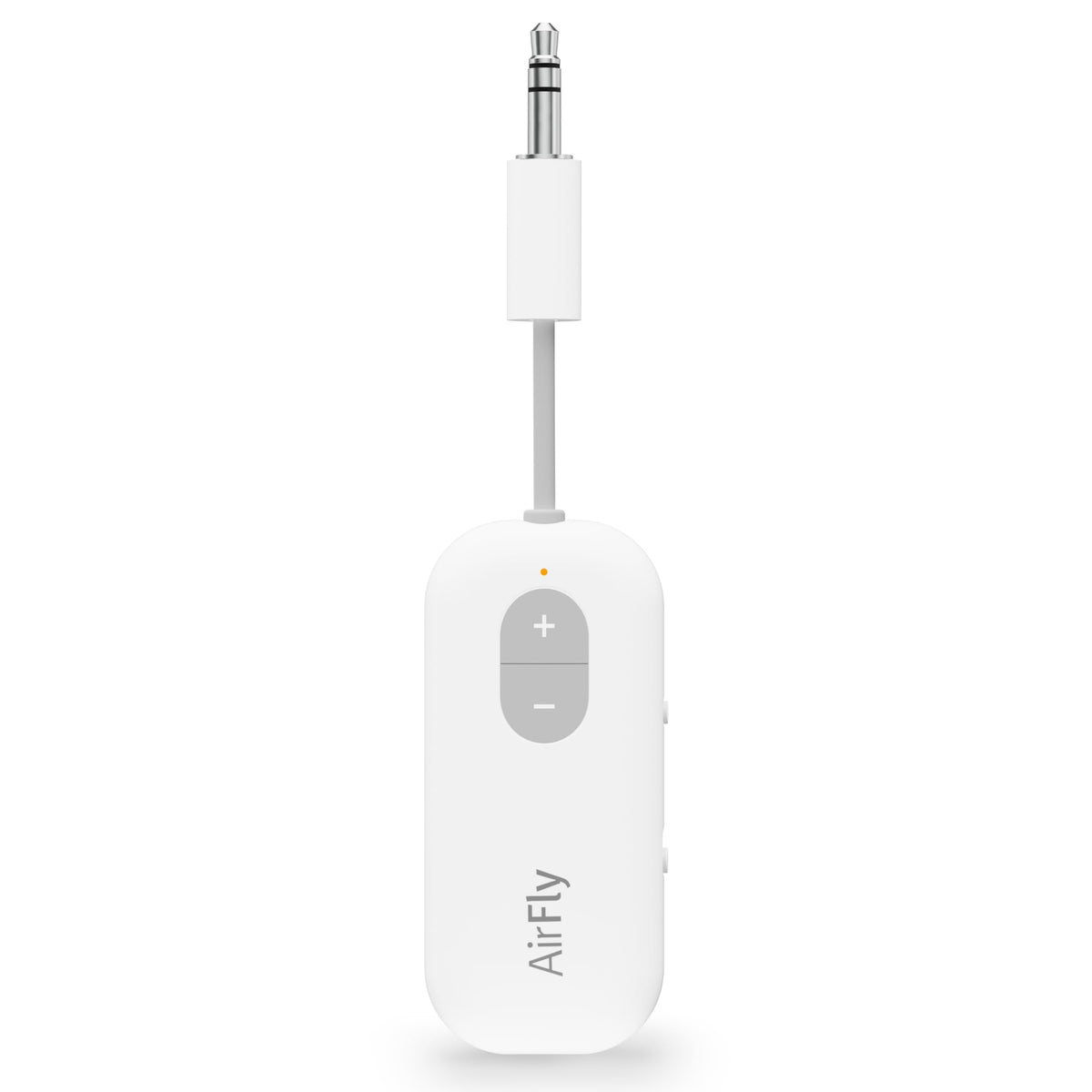 Twelve South AirFly SE front view showing compact transmitter and indicator light for easy travel