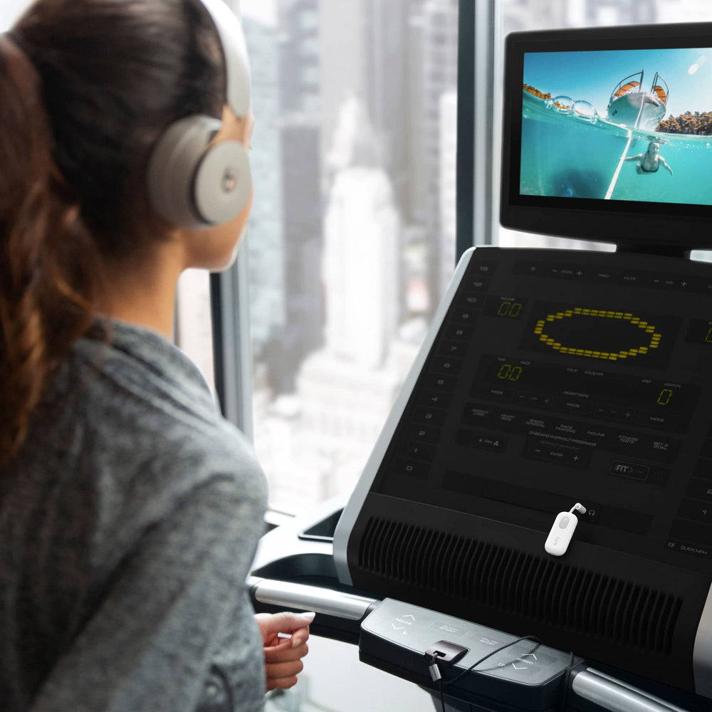 Twelve South AirFly SE side ports closeup showing 3.5mm jack and USB-C charging convenience