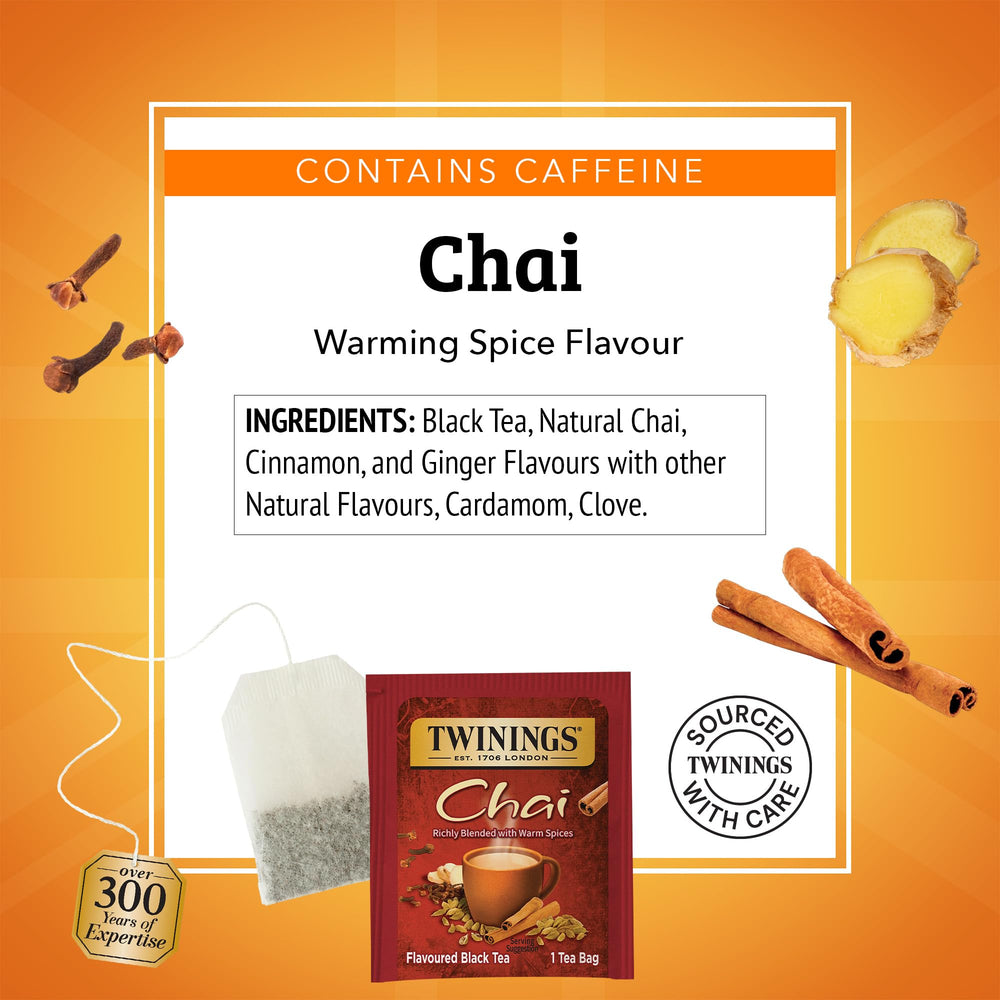 Twinings brewed hot chai cup steaming to show aroma and warming benefit