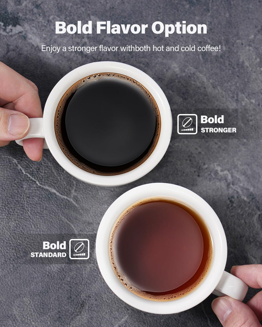 TWOMEOW iced coffee poured into a glass showing fresh cold-brewed result benefit