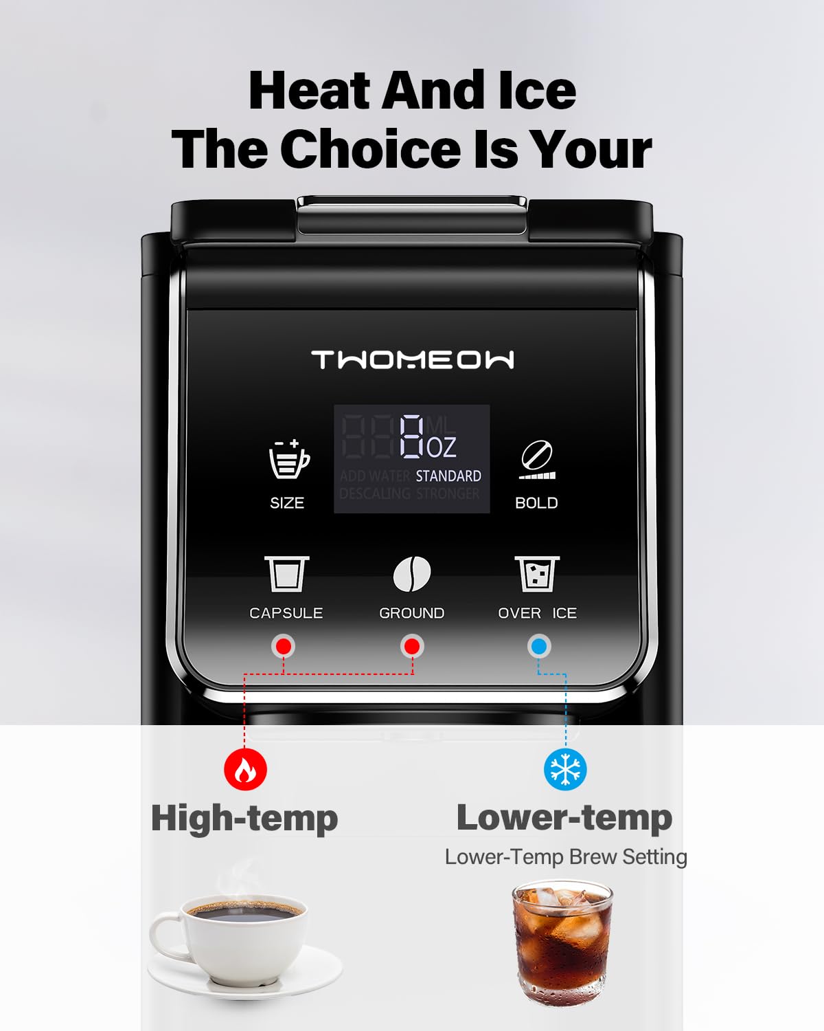 TWOMEOW control panel close-up highlighting bold setting for stronger flavor benefit
