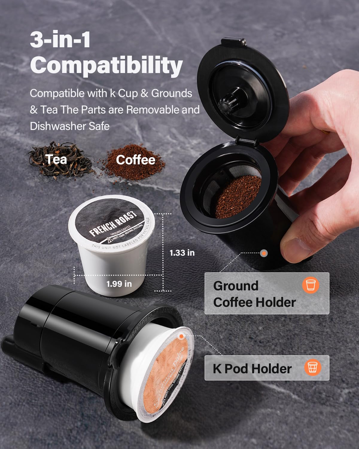 TWOMEOW drip tray removed to fit a tall travel mug for on-the-go convenience benefit