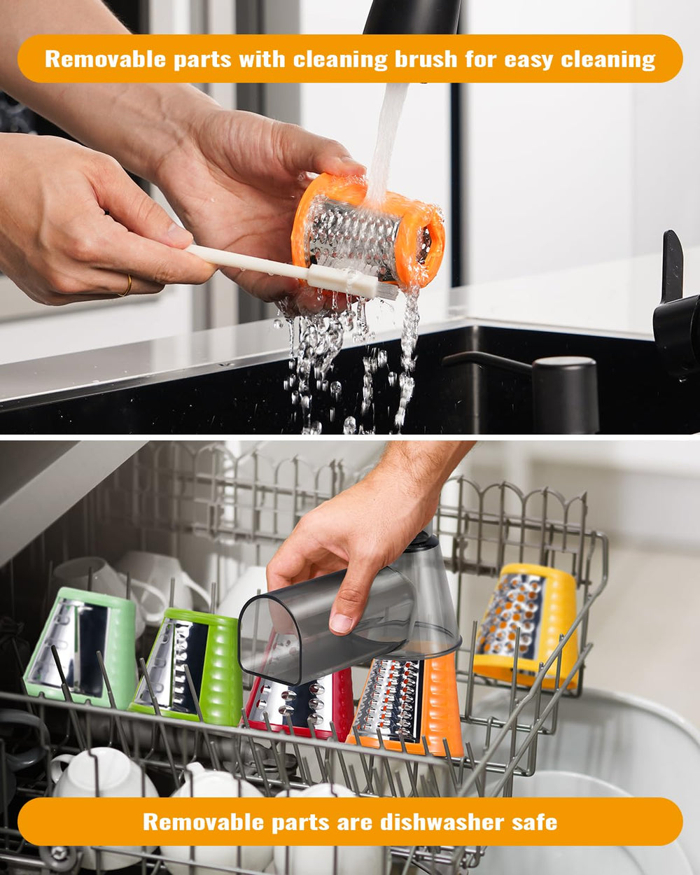 TWOMEOW held in a hand to show compact size and easy countertop storage