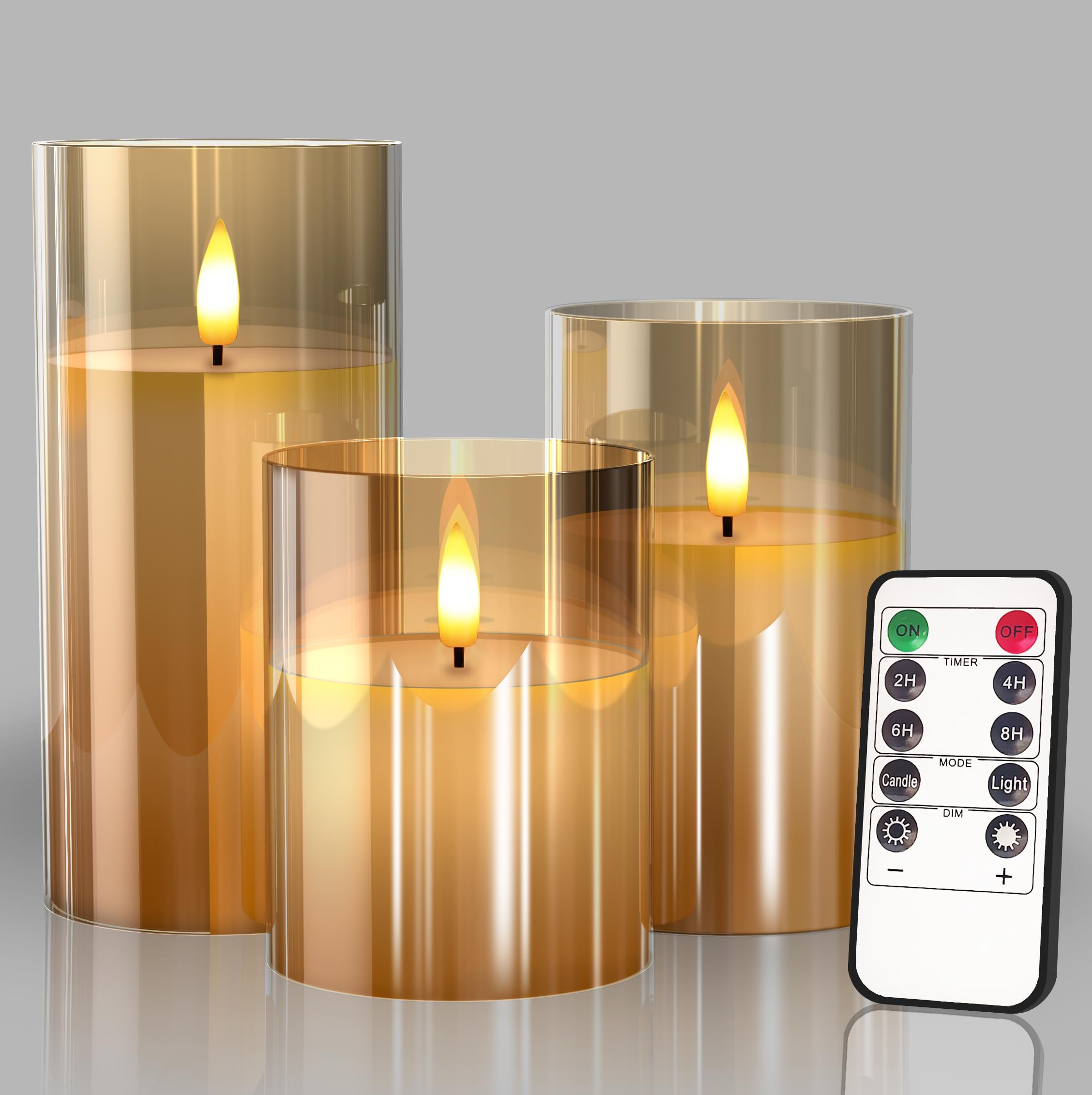 Tyawon glass candle front view showing elegant glass and warm glow, enhances room ambiance