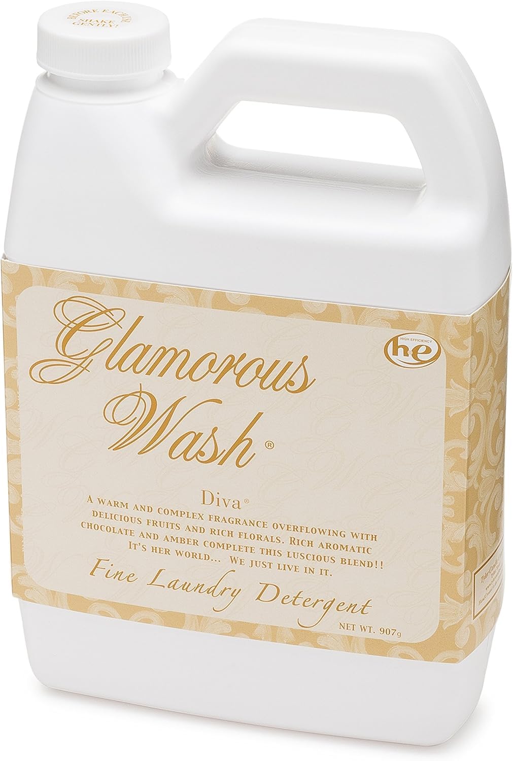 TYLER CANDLE COMPANY Glamorous Wash bottle front view showing label and 32oz size and delicate fabric care