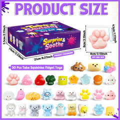 Tylices assorted squishies layout displaying variety, inspires party favor ideas