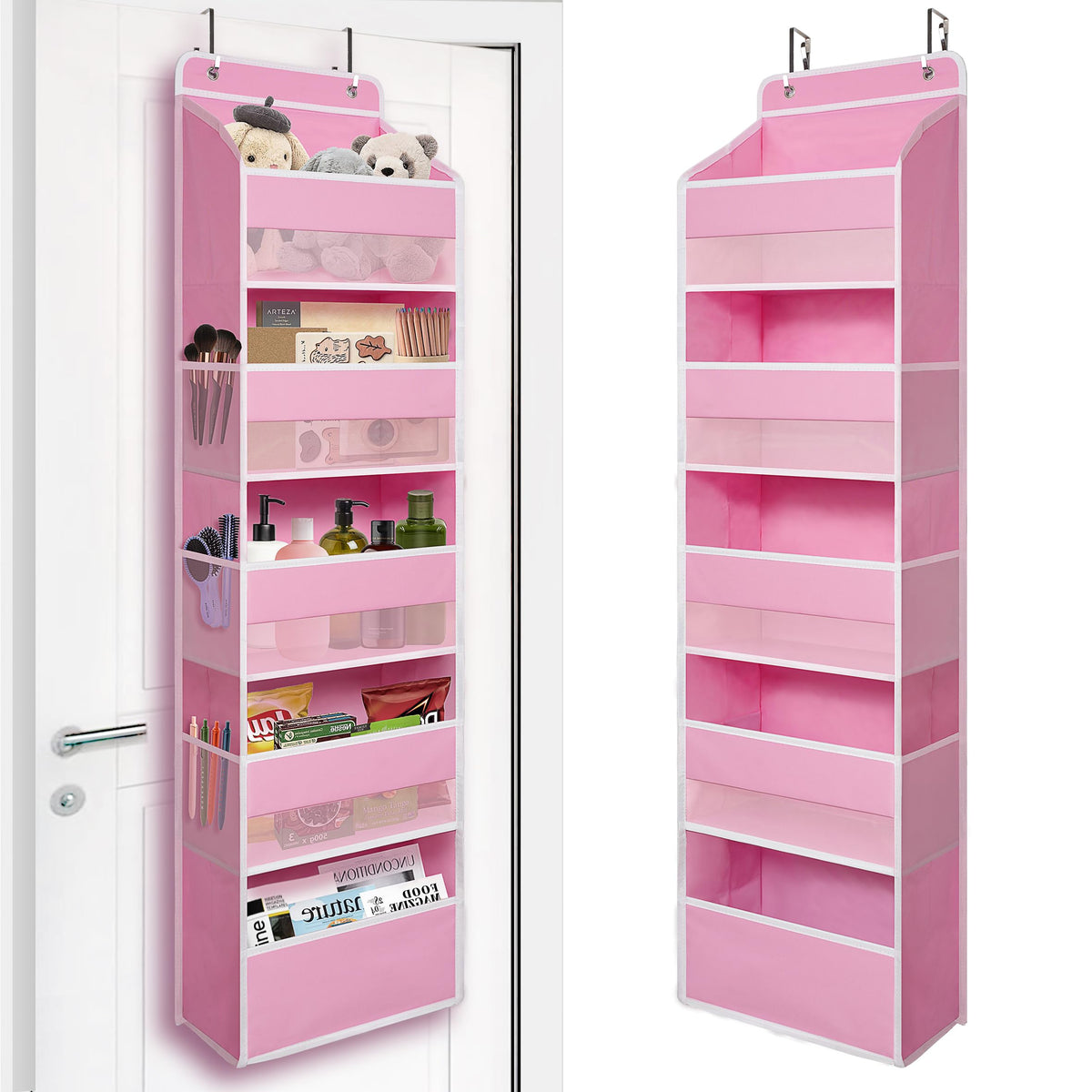 TYMENSH front view over-door organizer showing tidy visible pockets and easy access