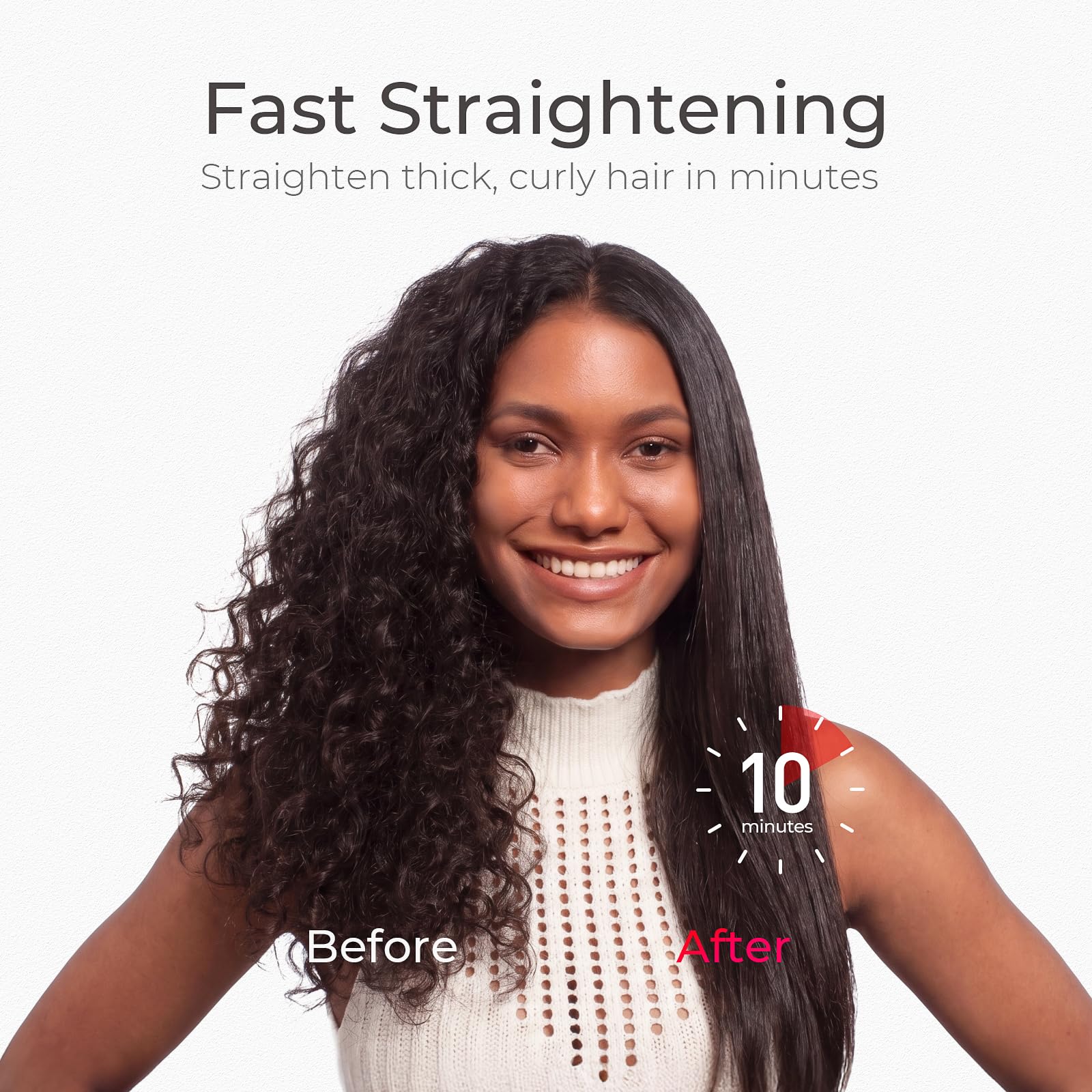 TYMO brush styling wavy hair demonstrating quick smoothing and frizz reduction