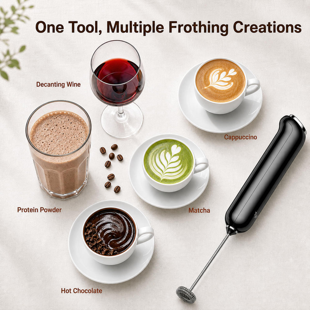 Typhur InstaWhisk next to a mug for size comparison showing portable benefit