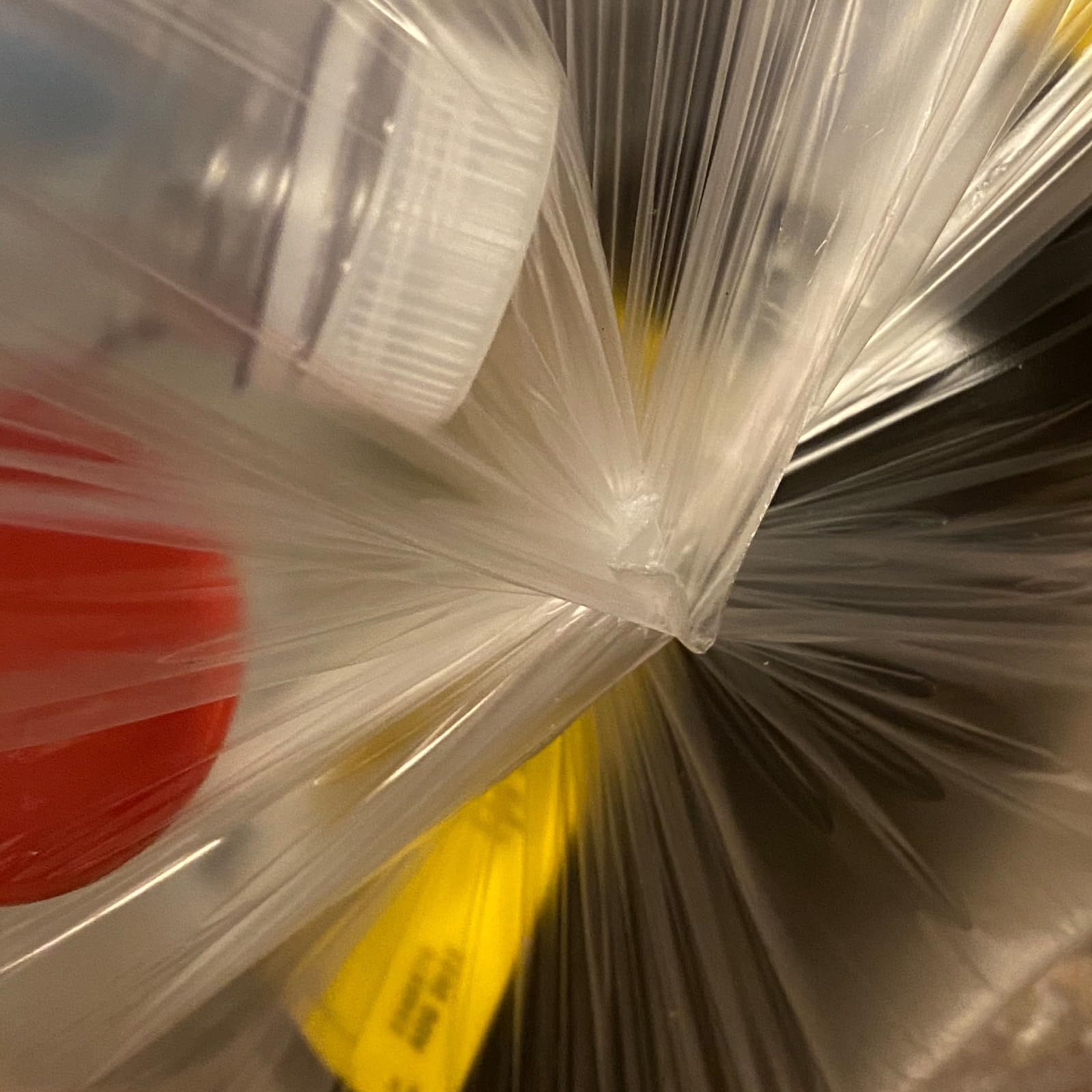 TYPLASTICS clear bags holding recyclables for quick sorting