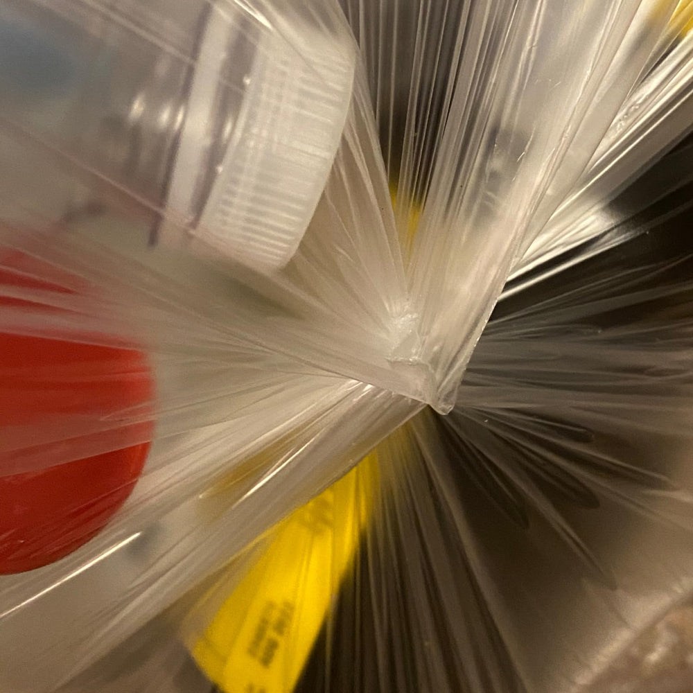 TYPLASTICS clear bags holding recyclables for quick sorting